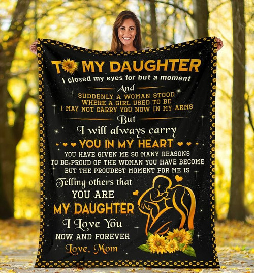 Sunflower Daughter Blanket, Gift For Daughter From Mom, To My Daughter I Closed My Eyes For But A Moment Fleece Blanket - Spreadstores