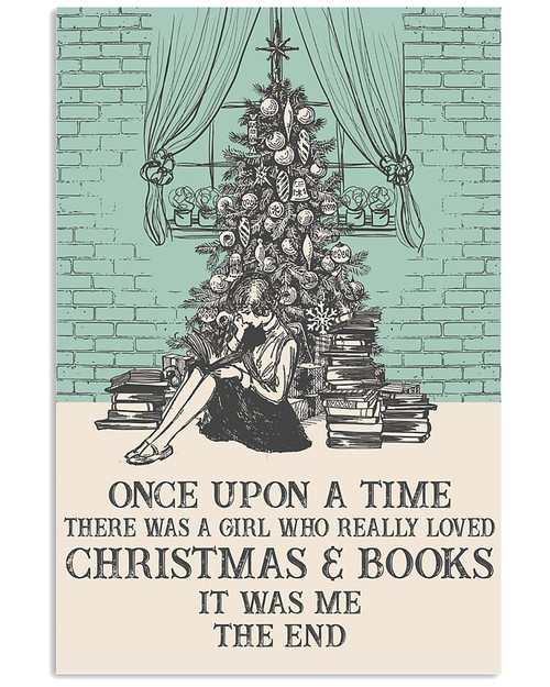Reading Book Canvas, Gift For Book Lover, Once Upon A Time There Was A Girl Who Really Loved Christmas & Books Canvas - Spreadstores