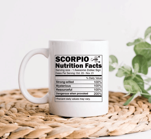 Scorpio Coffee Mug, Scorpio Nutrition Facts, Scorpio Zodiac Sign Mug, Scorpio Astrology Mug, Birthday Gift Ideas - Spreadstores