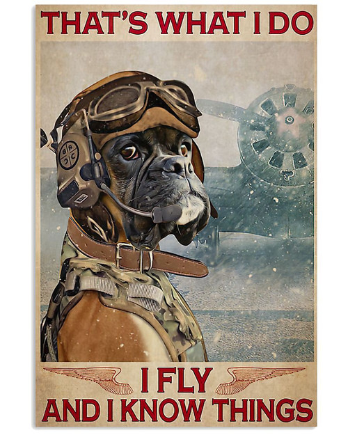 Pilot Boxer Dog Canvas, Boxer That's What I Do I Fly And I Know Things Canvas, Gift For Dog Lovers - Spreadstores