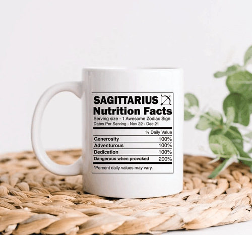 Sagittarius Coffee Mug, Sagittarius Nutrition Facts, Sagittarius Zodiac Sign Mug, Sagittarius Astrology Mug - Spreadstores