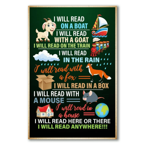 Reading Canvas, Gift For Book Lover, I Will Read Here Or There - I Will Read Anywhere Canvas - Spreadstores
