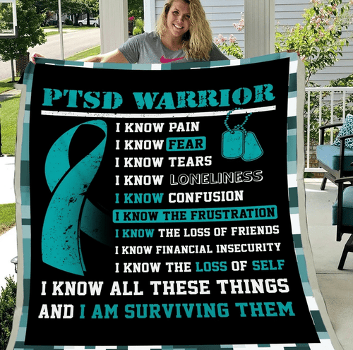 PTSD Blanket - PTSD, Warrior, Us Veteran, Quotes Blanket, Veteran ATM-PTSDBl06 Fleece Blanket - Spreadstores