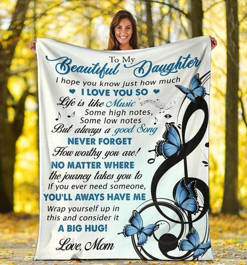 To My Beautiful Daughter I Hope You Know Just How Much I Love You So Butterfly Fleece Blanket - Spreadstores