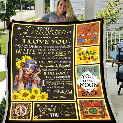 To My Daughter Always Remember How Much I Love You Hippie Sunflower Sherpa Blanket - Spreadstores