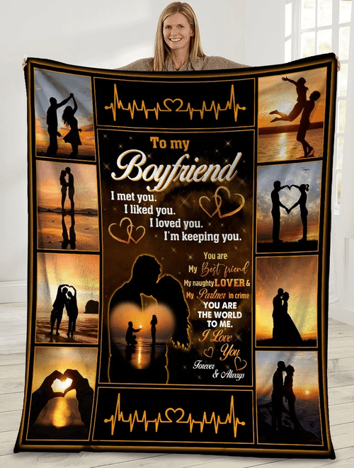 To My Boyfriend I Met You I Liked You I Loved You Boyfriend And Girlfriend Sunset Sherpa Blanket - Spreadstores