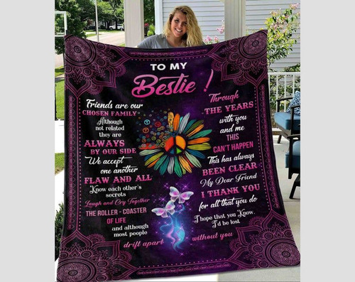 To My Bestie Blanket, Bestfriend Gift Idea, Bestfriend Birthday Gift, Bestie Gift Idea, Hippie Daisy Fleece Blanket - Spreadstores