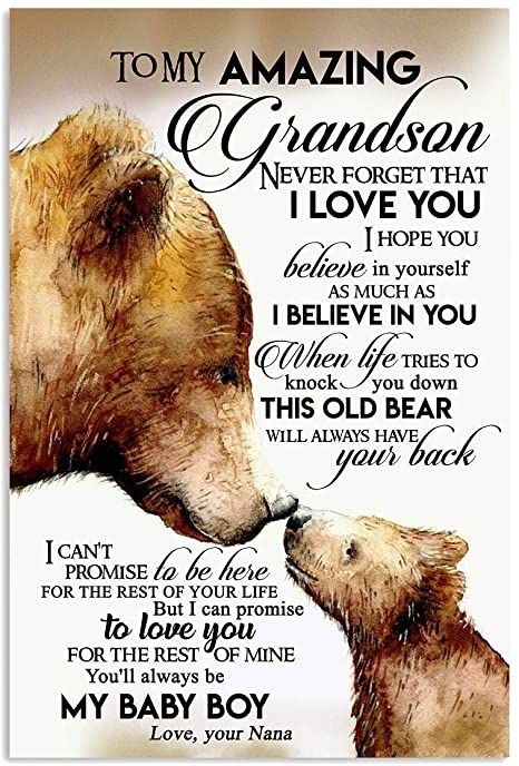 To Amazing Grandson Never Forget That I Love You, This Old Bear Will Always Have Your Back Bear Canvas - Spreadstores