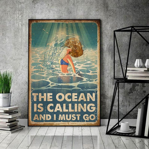 The Ocean Is Calling And I Must Go, Swimming Matte Canvas - Spreadstores