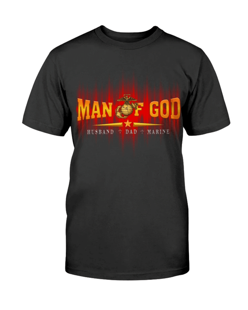 US Marine Man Of God Husband Dad And Marine T-Shirt - Spreadstores
