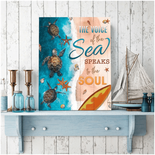 Turtles Canvas, Turtles The Voice Of The Sea Speaks To The Soul Wall Art Decor - Spreadstores