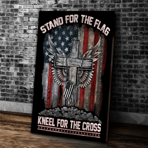 Veteran Canvas, Christian Cross Wing Canvas, Stand For The Flag Kneel For The Cross Canvas - Spreadstores