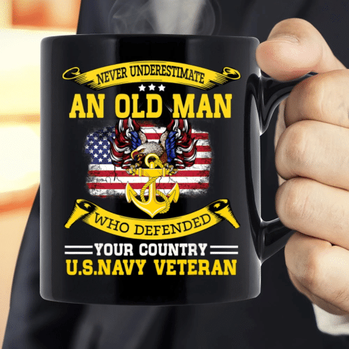 Veteran Mug, Never Underestimate An Old Man U.S. Navy Veteran Mug - Spreadstores