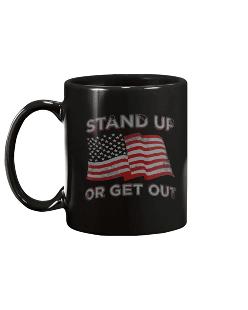 USA Flag Stand Up Or Get Out Patriotic Veterans Mug - Spreadstores