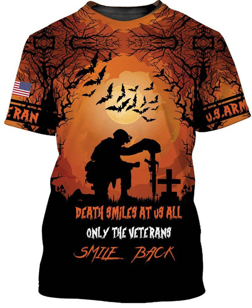 Veteran Shirt, Army Veteran, U.S Army Veteran, Death Smile At Us All 3D Shirt All Over Printed Shirts - Spreadstores