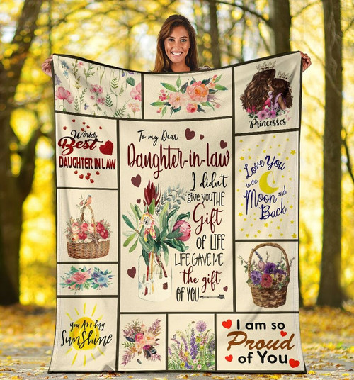 To My Dear Daughter-In-Law I Didn't Give You The Gift Of Life Flower Fleece Blanket - Spreadstores