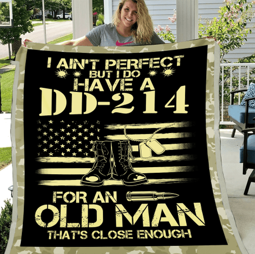 Veteran Blanket, Gift For Dad, I Do Have A DD-214 For An Old Man That's Close Enough Sherpa Blanket - Spreadstores