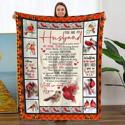 To My Husband Love From Wife Cardinal Birds, Husband Blanket, Gift For Husband, Gift For Valentine's Day Fleece Blanket - Spreadstores