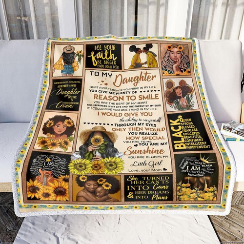 To My Daughter Blanket, Black Daughter Blanket, Sunflower Girl What A Difference You Make African American Fleece Blanket - Spreadstores