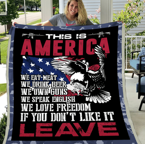 Veteran Blanket, Gift For Veteran, This Is America If You Don't Like It Leave Eagle Sherpa Blanket - Spreadstores
