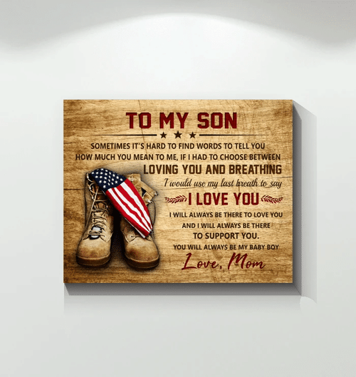 To My Son, Sometimes It's Hard To Find Words To Tell You I Love You Matte Canvas, Veteran Wall Art - Spreadstores