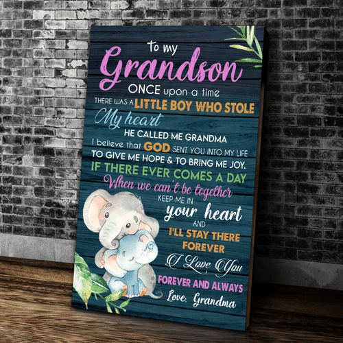 To My Grandson Once Upon A Time There Was A Little Boy Who Stole My Heart, He Called Me Grandma Matte Canvas - Spreadstores