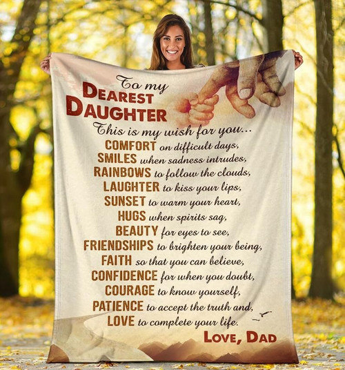To My Dearest Daughter Blanket This Is My Wish For You Comfort On Difficult Days Poems Fleece Blanket, Gift From Dad - Spreadstores