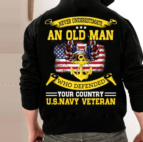Veteran Hoodie, Never Underestimate An Old Man U.S. Navy Veteran Hoodie - Spreadstores