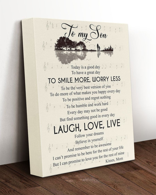 To My Son To Smile More, Worry Less, Laugh, Love, Live Matte Canvas - Spreadstores