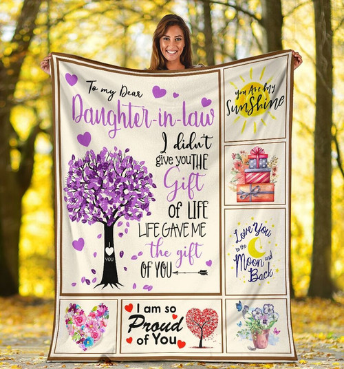 To My Dear Daughter-In-Law I Didn't Give You The Gift Of Life Purple Tree Fleece Blanket - Spreadstores