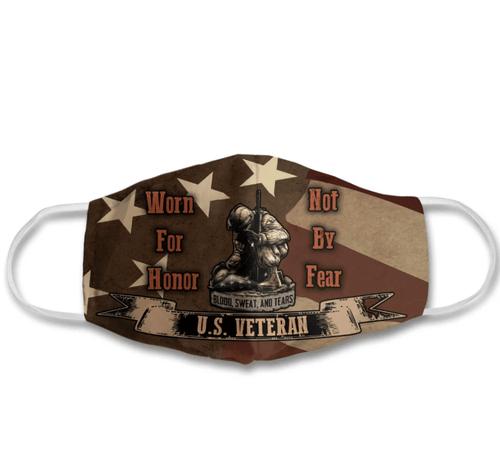 U.S. Veteran Worn For Honor Not By Fear, Gift For Veteran Polyblend Face Mask - Spreadstores