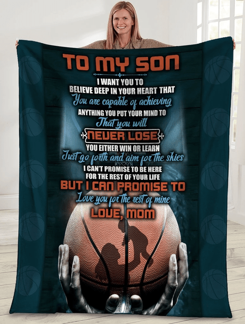 To My Son I Want You To Believe Deep In Your Heart Mom And Son Basketball Sherpa Blanket - Spreadstores