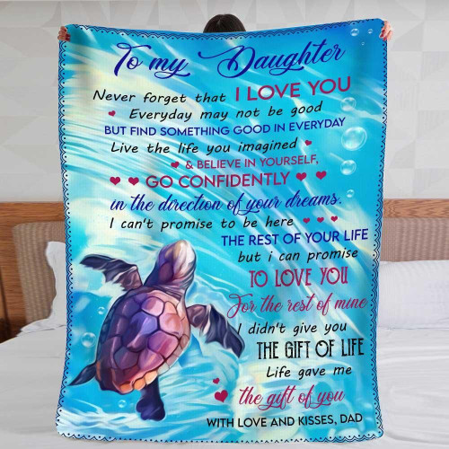 To My Daughter Blanket, Gifts For Daughter, Christmas Gifts Idea For Daughter, Never Forget That I Love You Turtle Fleece Blanket - Spreadstores