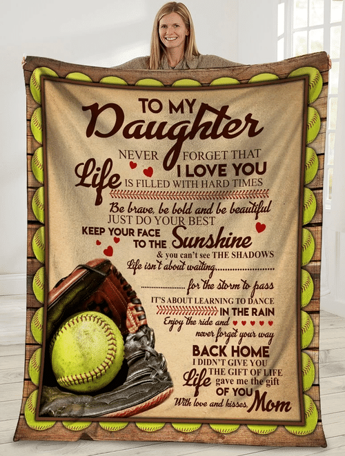 To My Daughter Never Forget That I Love You Baseball Sherpa Blanket - Spreadstores