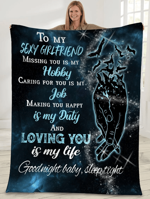 To My Sexy Girlfriend Missing You Is My Hobby Girlfriend And Boyfriend Holding Hand Sherpa Blanket - Spreadstores