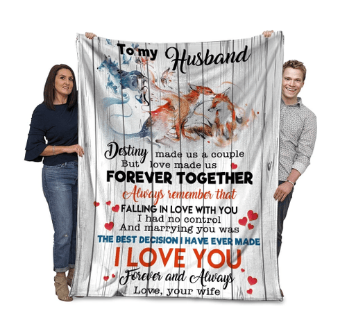To My Husband Destiny Made Us A Couple Red Fox Sherpa Blanket - Spreadstores
