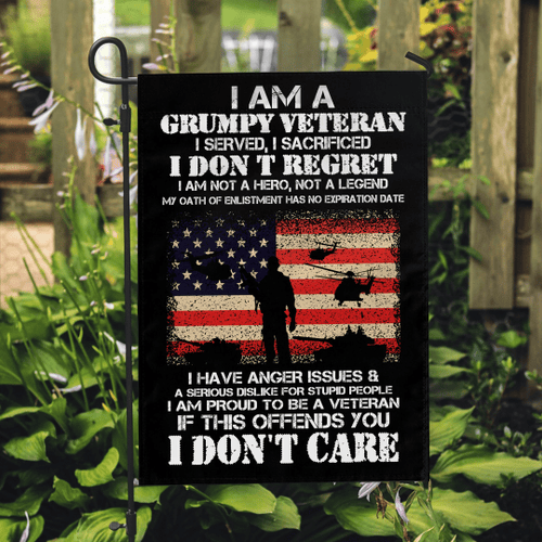 Veteran Flag, I Am A Grumpy Veteran I Don't Care Garden Flag - Spreadstores