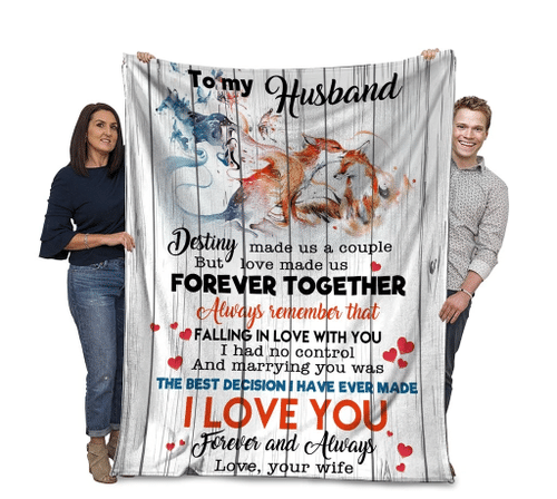 To My Husband Destiny Made Us A Couple But Love Made Us Forever Together Red Fox Fleece Blanket - Spreadstores