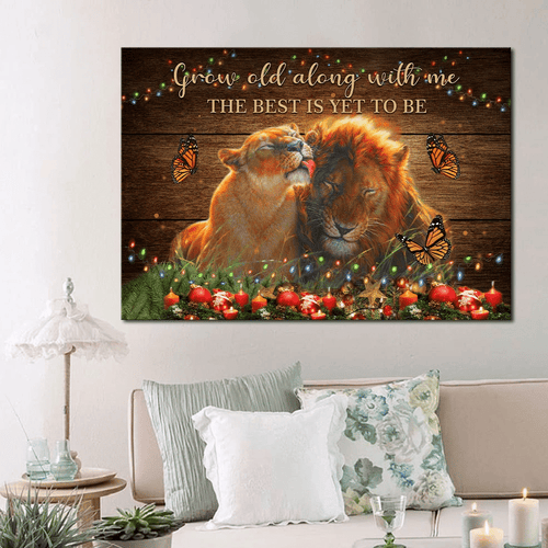 Valentine's Day Gifts For Her, Gifts For Him, Wall-art Decor Grow Old Along With Me Lions Couple Canvas - Spreadstores
