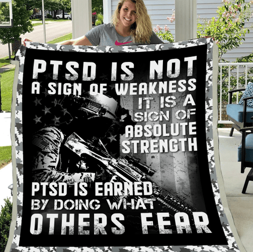 Veteran Blanket, PTSD Is Not A Sign Of Weakness Fleece Blanket - Spreadstores