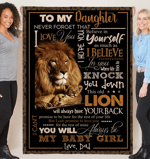 To My Daughter, Never Forget That I Love You, Believe In Yourself Lion Fleece Blanket - Spreadstores