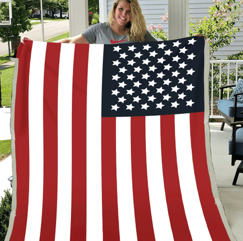 US Flag Blanket, Patriotic Flag Fleece Blanket - Spreadstores