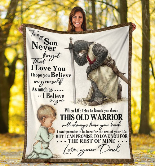 To My Son Blanket, Gift For Son, Never Forget That I Love You Knight Templar Christ Warrior Sherpa Blanket - Spreadstores