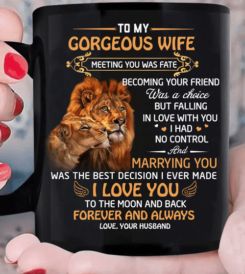 Valentine's Day Gift To My Gorgeous Wife Lion Meeting You Was Fate Mug - Spreadstores