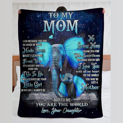 To My Mom Blanket, Mother's Day Gift For Mom, I Will Always Be Your Little Girt Elephant Fleece Blanket - Spreadstores