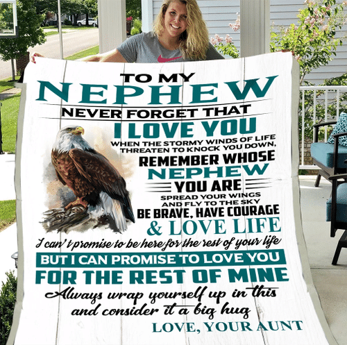 To My Nephew Never Forget That I Love You Fleece Blanket - Spreadstores