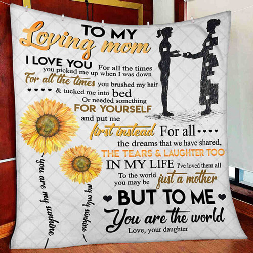 To My Loving Mom Blanket, Gifts For Mom, I Love You For All The Times Sunflower Quilt Blanket - Spreadstores