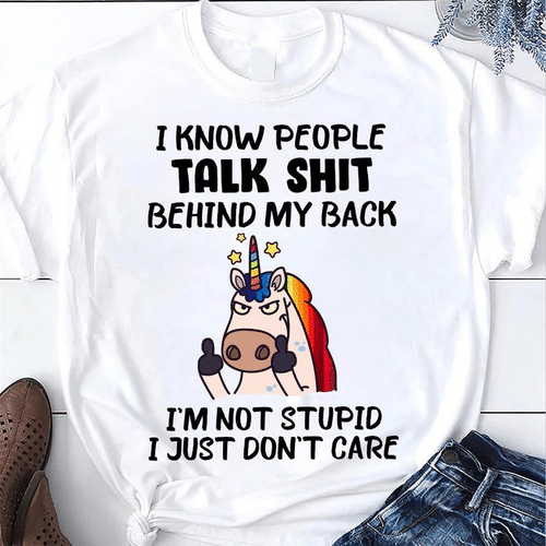 Unicorn Shirt, Shirts With Sayings, I Know People Talk Shit Behind My Back T-Shirt KM0807 - Spreadstores