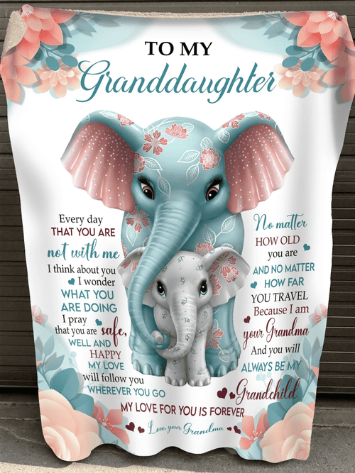 To My Granddaughter, Every Day That You Are Not With Me Elephant Fleece Blanket - Spreadstores