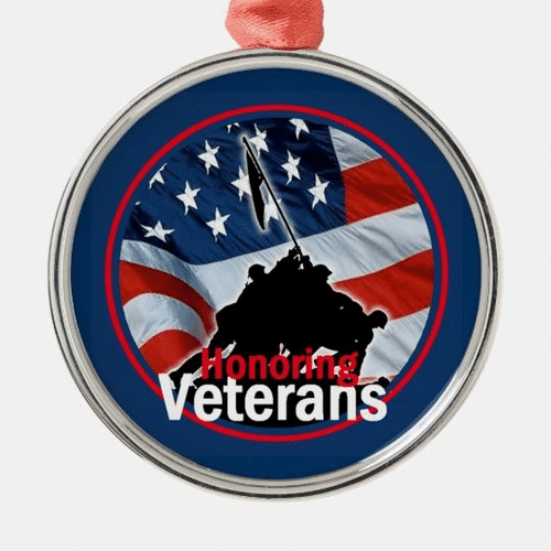 Veteran Ornament, Honoring Veterans Circle Ornament (2 sided) - Spreadstores